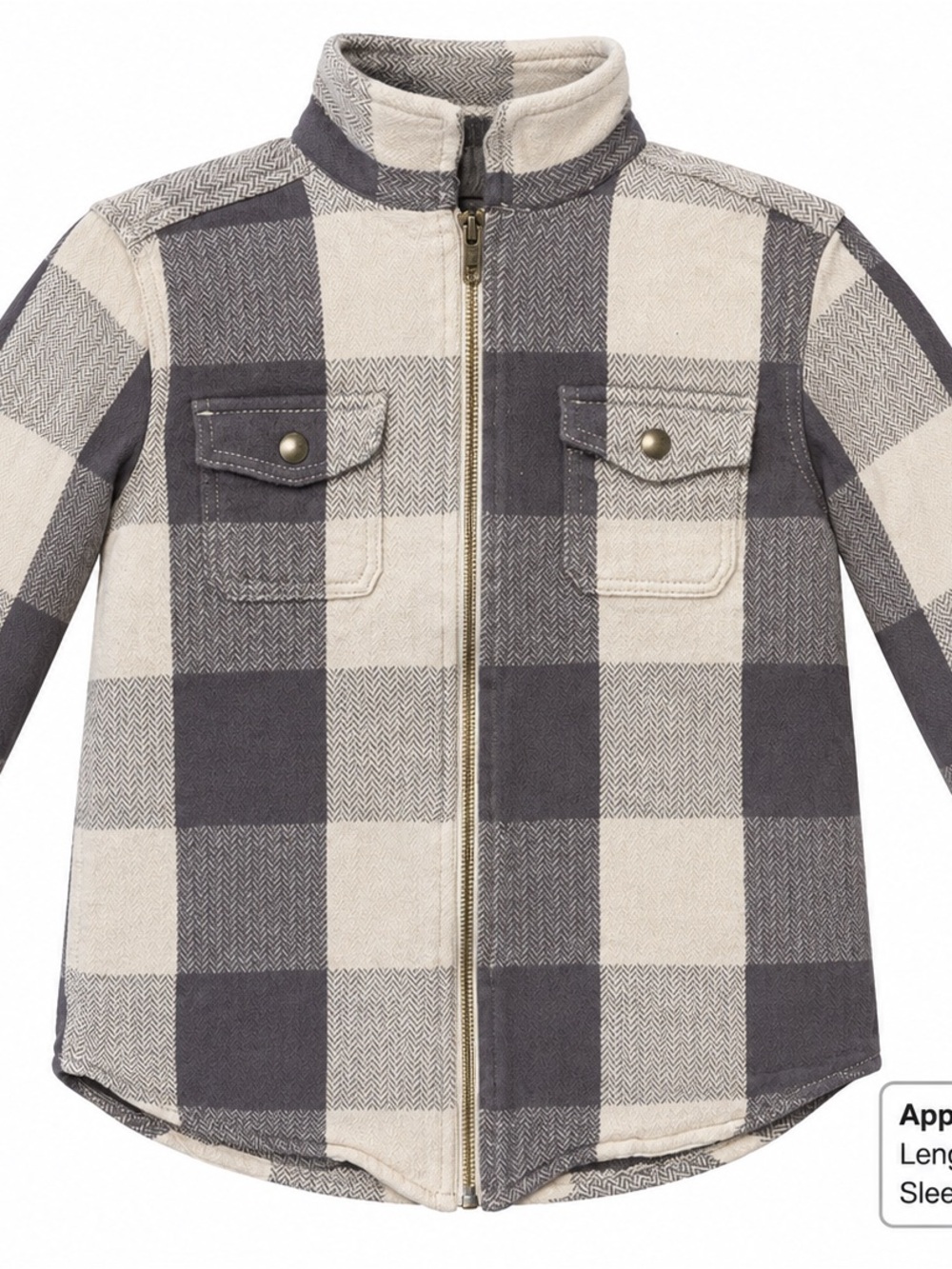 Wonder Nation Boys Gray Cream Plaid Zip Front Shacket Size 8